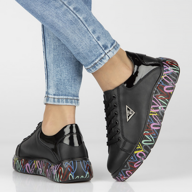 Černé kožené sneakersy Filippo DP4480/23 BK MLT