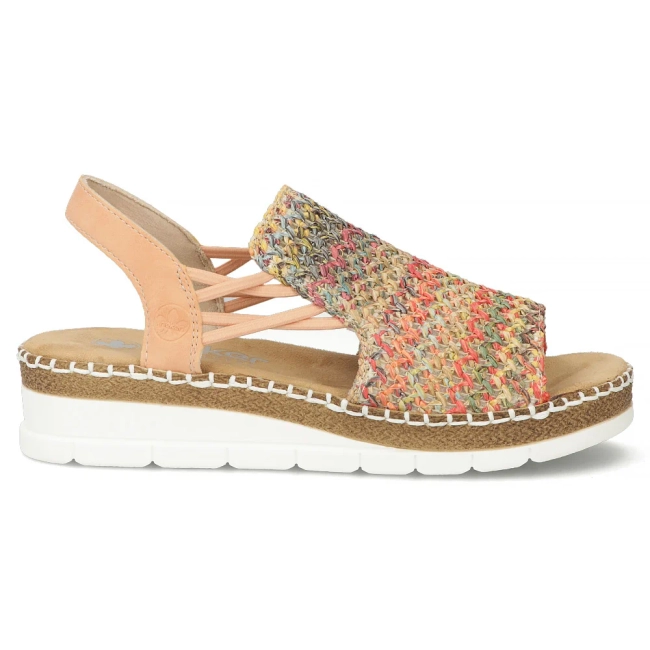 Růžové sandály Rieker V1241-90 multicolor