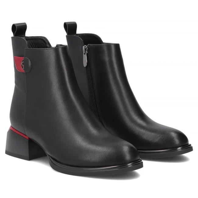 Černé kožené kotníkové boty Filippo DBT8123/26 BK RD
