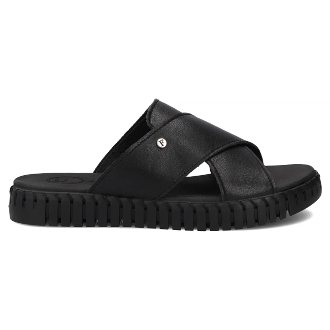 Černé kožené pantofle Filippo DK7626/26 BK
