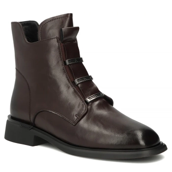 Hnědé kožené kotníkové boty Filippo DBT8133/26 D BR
