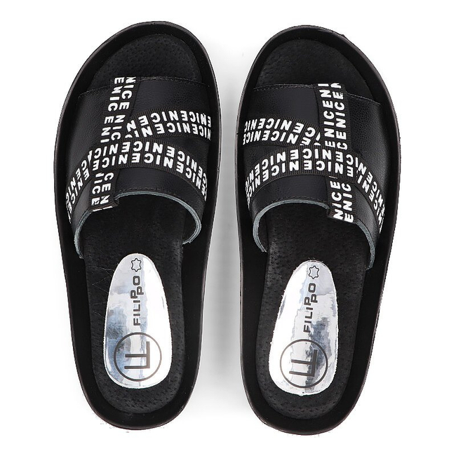 Černé kožené pantofle Filippo DK2061/21 BK