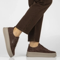 Tmavě hnědé kožené tenisky Filippo DP8343/26 D BR