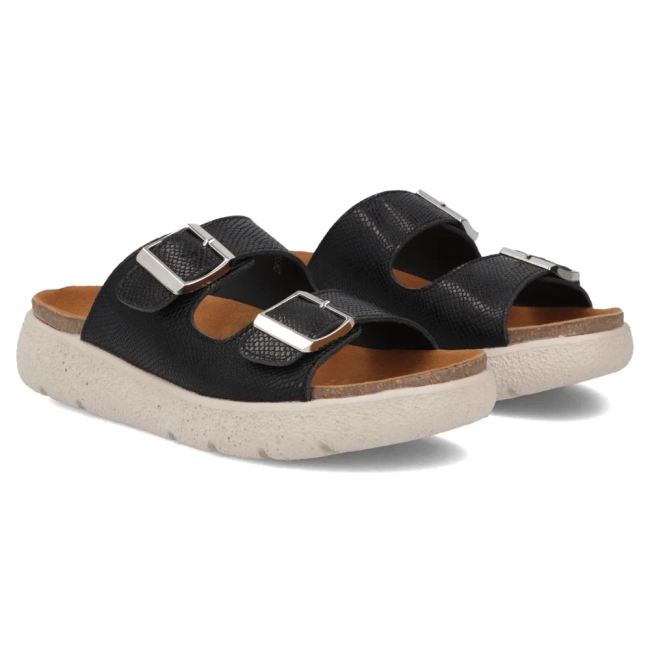 Černé kožené pantofle Filippo DK7925/26 BK
