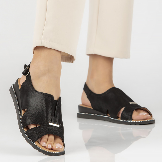 Černé kožené sandály Filippo DS4470/23 BK