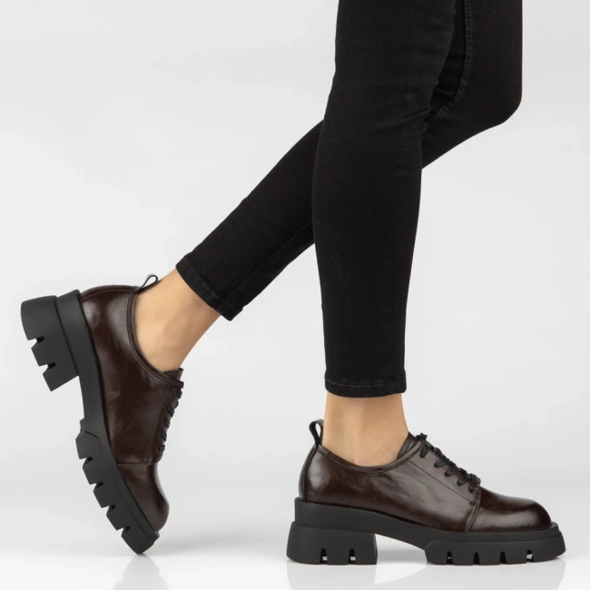 Tmavě hnědé kožené polobotky Filippo DP8156/26 D BR