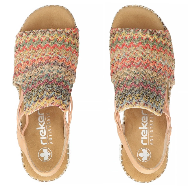Růžové sandály Rieker V1241-90 multicolor