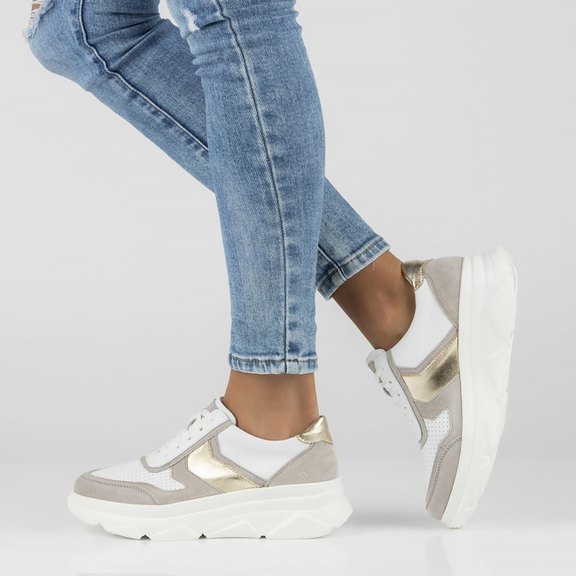 Bílo- šedé kožené sneakersy Filippo DP4579/23 WH GR