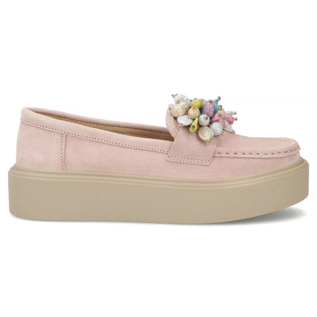 Růžové kožené mokasíny Filippo DP6765/26 PI