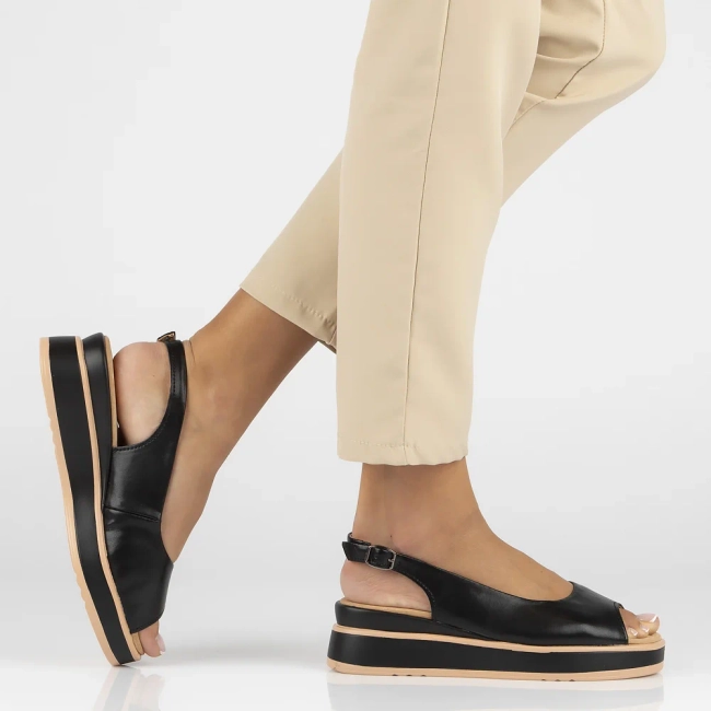 Černé kožené sandály Filippo DS6153/24 BK