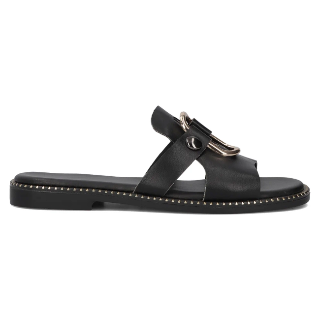 Černé kožené pantofle Filippo DK6264/24 BK