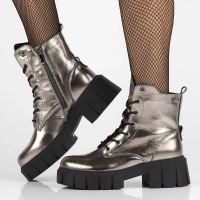 Gun metal kožené kotníkové boty Filippo DBT6438/24 GN