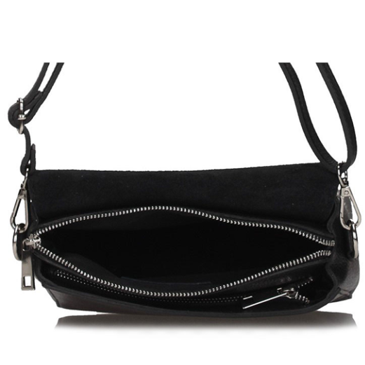 Kabelka Toscanio Leather Suede Flap A179 černá