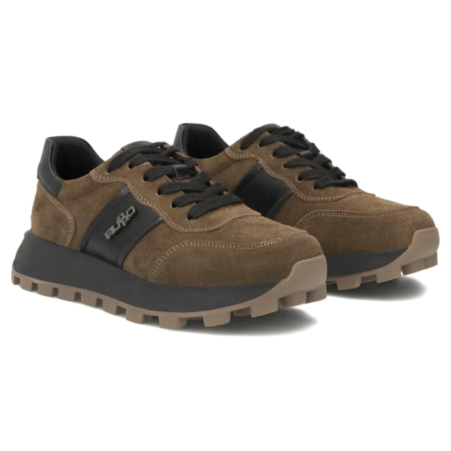 Khaki kožené tenisky Filippo DP7983/26 KH BK