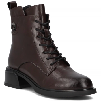 Tmavě hnědé kožené kotníkové boty Filippo DBT7369/26 D BR