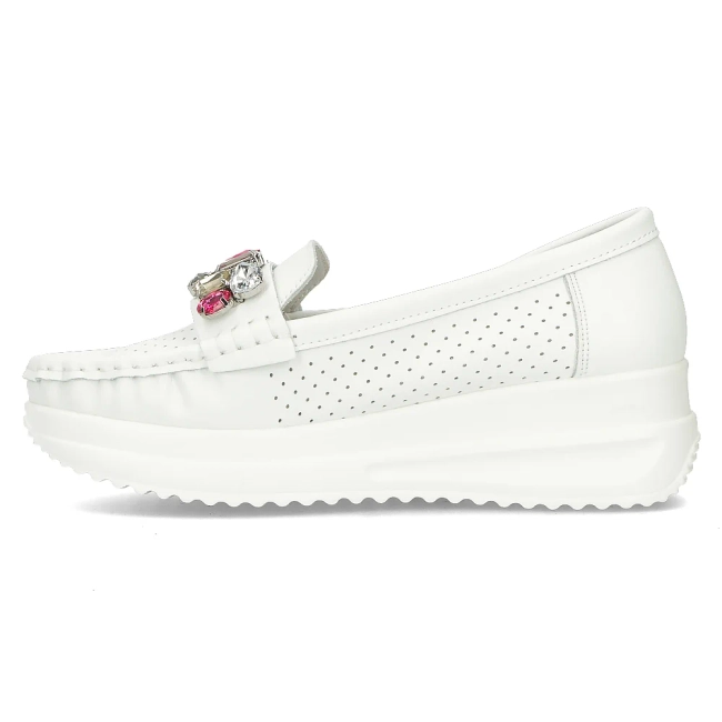 Bílé kožené mokasíny Filippo DP6084/24 WH