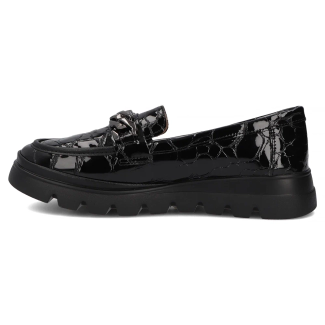 Černé kožené polobotky na klínku Filippo DP8004/26 BK