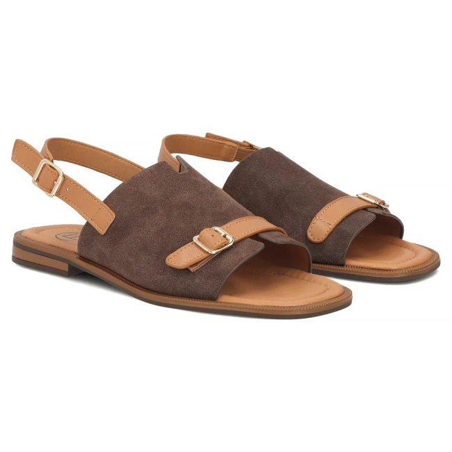 Hnědé kožené sandály Filippo DS7757/26 D BR