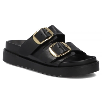Černé kožené pantofle Filippo DK7827/26 BK