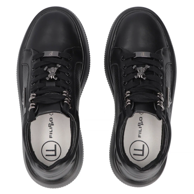 Černé kožené sneakersy Filippo DP6382/24 BK