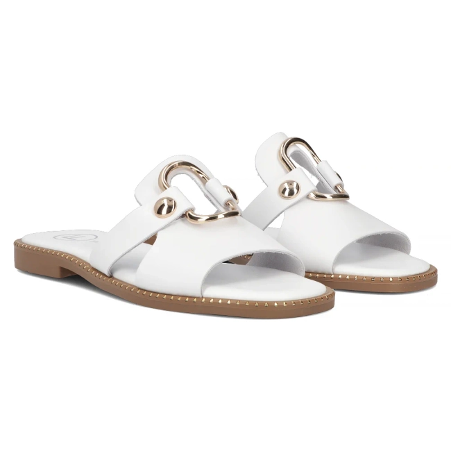 Bílé kožené pantofle Filippo DK6264/24 WH