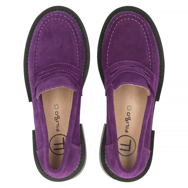 Fialové kožené polobotky Filippo DP4685/23 VI