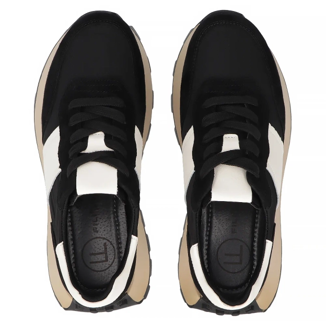 Černé kožené sneakersy Filippo DP6498/25 BK WH