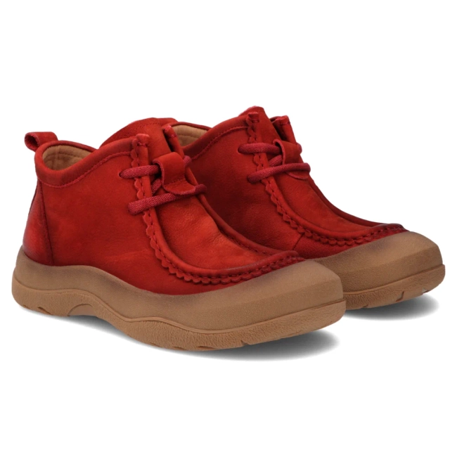 Červené kožené kotníkové boty Filippo DBT8212/26 RD