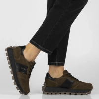 Khaki kožené tenisky Filippo DP7983/26 KH BK