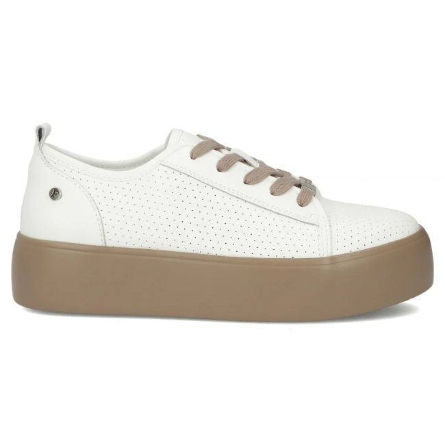 Bílo-béžové kožené tenisky Filippo DP6116/26 WH BE