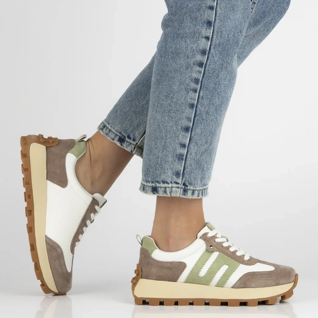 Bílo-béžové kožené sneakersy Filippo DP6743/25 WH BE