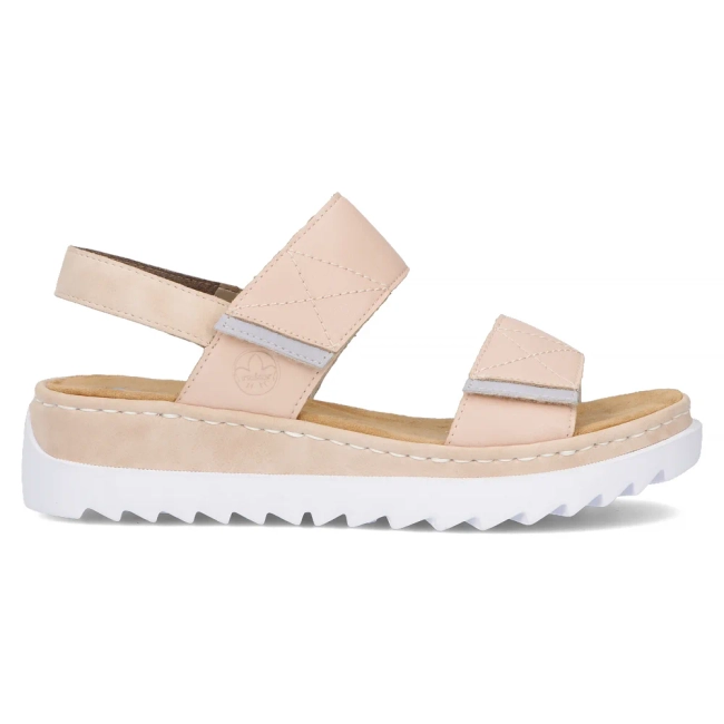 Růžové kožené sandály Rieker V4475-31 ROSA
