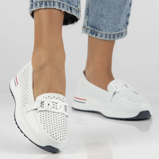 Bílé kožené polobotky Filippo DP4400/26 WH