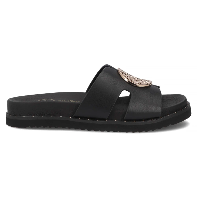Černé kožené pantofle Filippo DK7050/26 BK