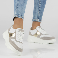 Bílo- šedé kožené sneakersy Filippo DP4579/23 WH GR