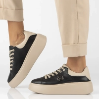 Béžovo-černé kožené sneakersy Filippo DP6058/24 BK BE