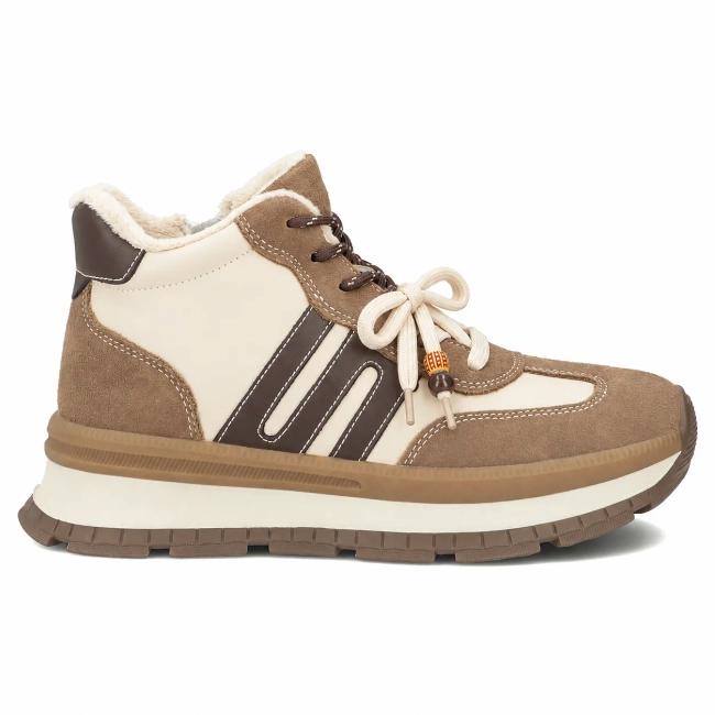 Béžové kožené kotníkové boty na platformě Filippo DBT8064/26 BE