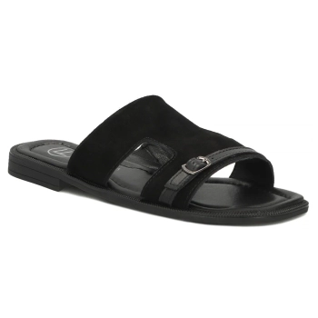 Černé kožené pantofle Filippo DK7747/26 BK