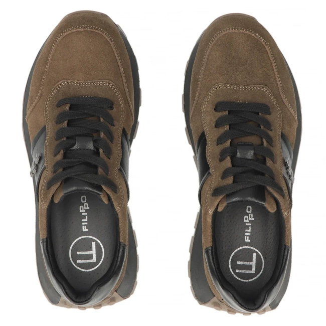 Khaki kožené tenisky Filippo DP7983/26 KH BK