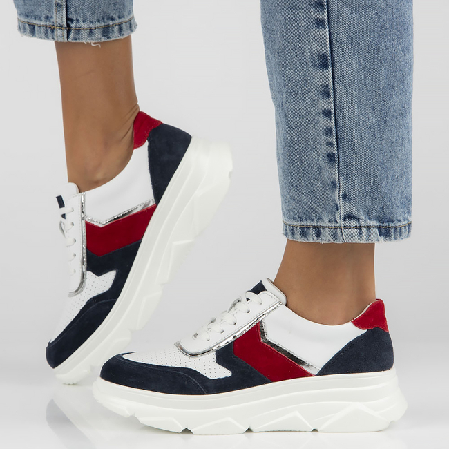Bílo- modré kožené sneakersy Filippo DP4579/23 WH NV