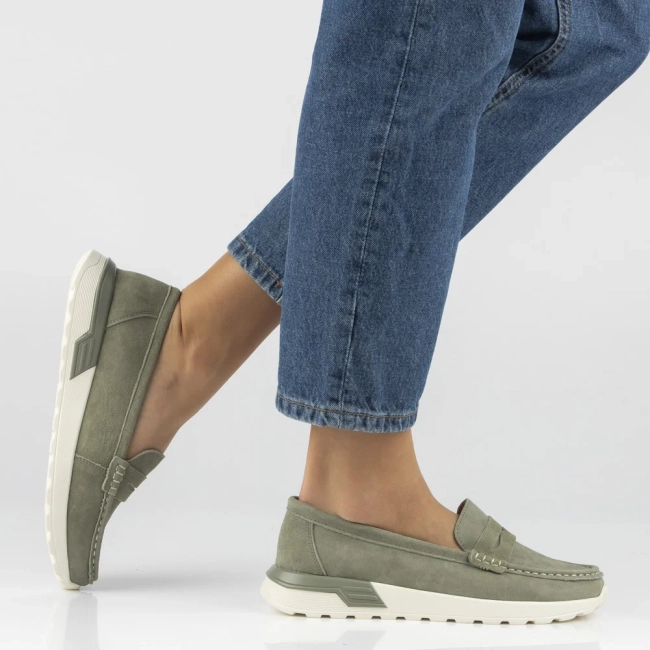 Khaki kožené mokasíny Filippo DP7528/26 KH
