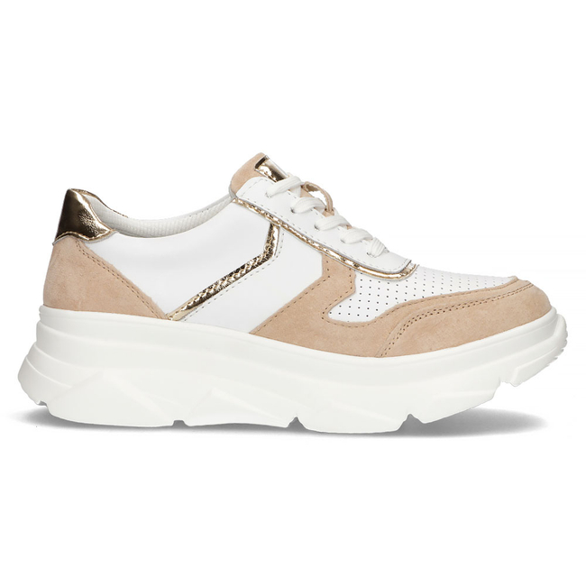 Bílo- béžové kožené sneakersy Filippo DP4579/23 WH BE