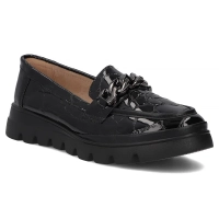 Černé kožené polobotky na klínku Filippo DP8004/26 BK