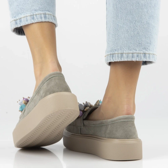 Khaki kožené mokasíny Filippo DP6765/26 KH