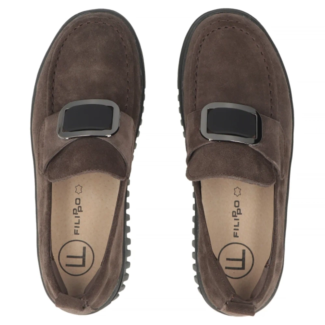 Hnědé kožené polobotky Filippo DP8269/26 D BR