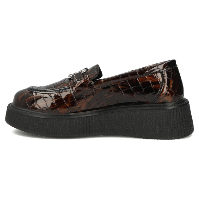 Hnědé kožené polobotky na platformě Filippo DP8294/26 BR