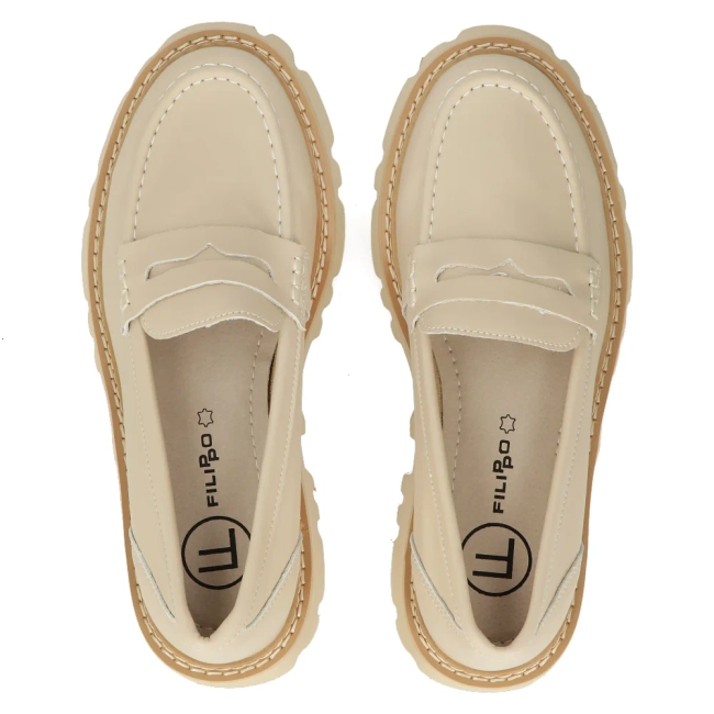 Béžové kožené polobotky Filippo DP6088/24 BE