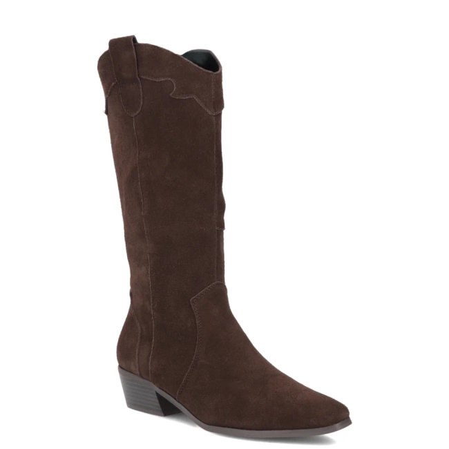 Hnědé kožené kozačky v kovbojském stylu Filippo DKZ8221/26 D BR