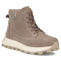 Taupe kožené kotníkové boty na platformě Filippo DBT7160/26 TP