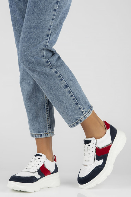 Bílo- modré kožené sneakersy Filippo DP4579/23 WH NV